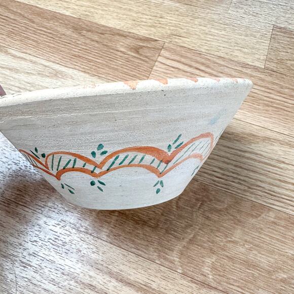 Vintage Terracotta Bowl Hand Painted Unglazed - Picture 1 of 4